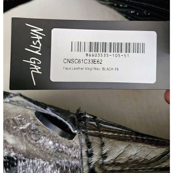 NWT nasty gal Premium Faux Leather Vinyl Mac trench Coat black 14 - Picture 5 of 8